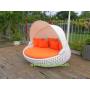 Evergreen outdoor wicker sunbed with canopy